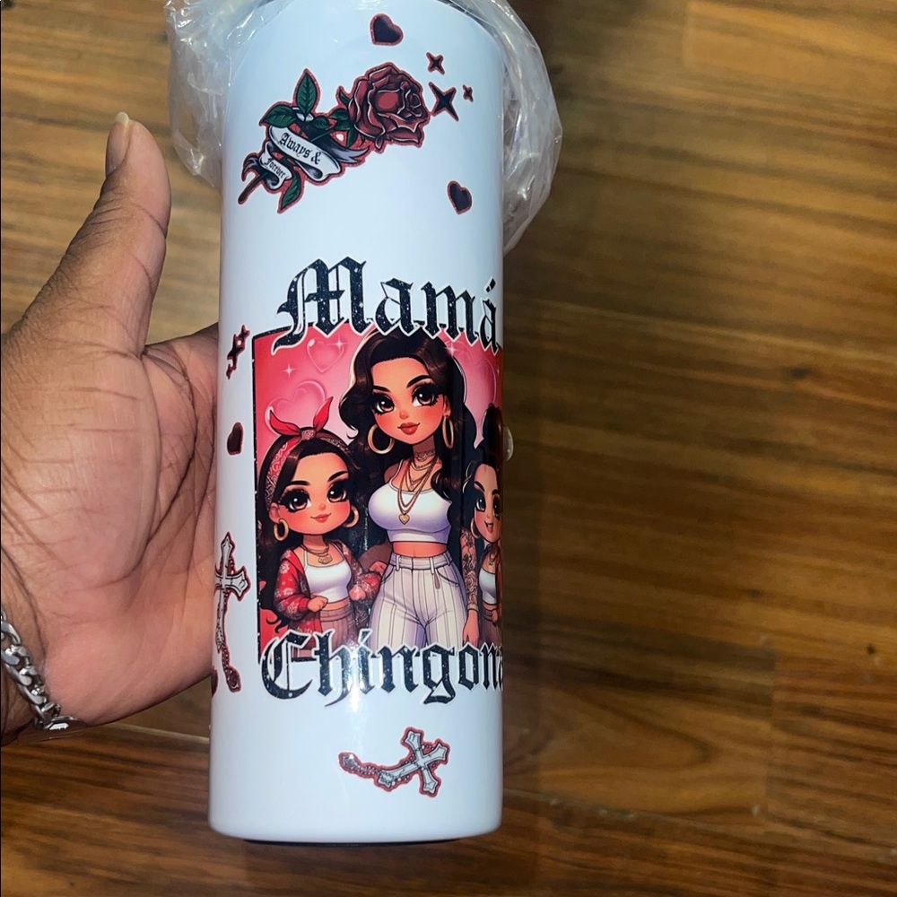 White Tumbler with Chingona Design
